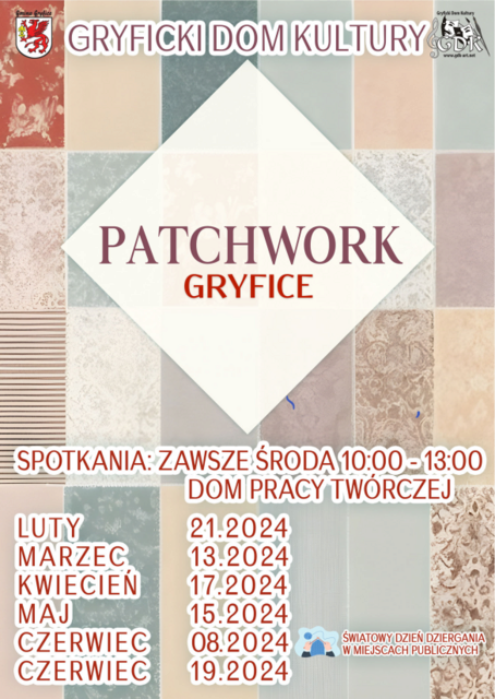 Gryficki Dom Kultury oraz Grupa szyjąca Patchwork Gryfice zapraszają na zajęcia patchworku